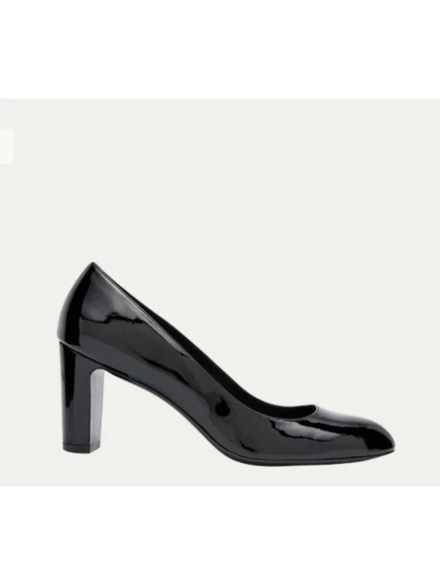 New, Stuart Weitzman Women Patent Leather Round Toe Vida Pump Black Sz 8b #B102